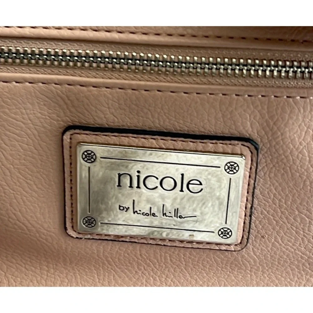 Nicole By NICOLE MILLER Leather Crossbody Handbag Three Zip Pockets Purse Pink